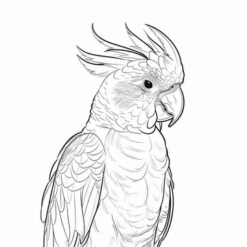 recommend clip art: Line Art of Cockatoo on Clean White Background