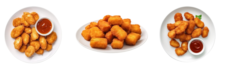 chicken nugget on plate , on white background