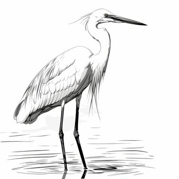 recommend clip art: Elegant Egret on Clean White Background