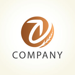 Minimalist Letter E Arrow leaf logo. Abstract design e leaf arrow template