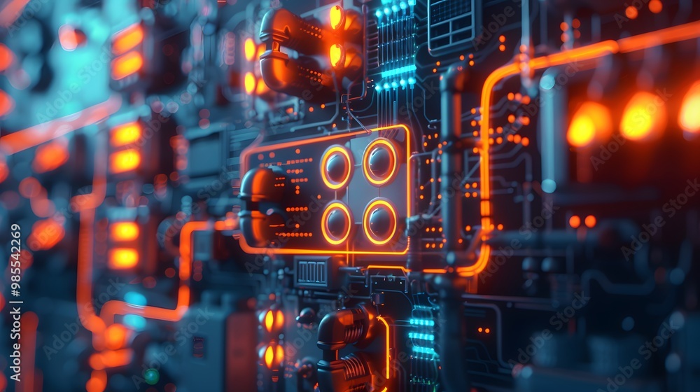 Poster a dynamic energy-efficient embedded system with glowing indicators of power-saving modes, low-power 