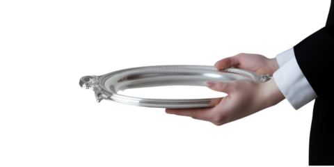waiter holding tray