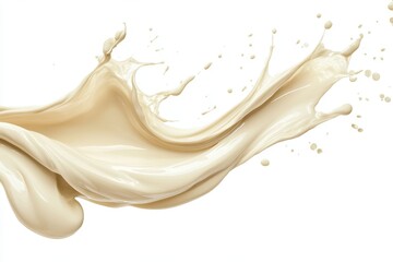 A splash of creamy liquid creating dynamic movement against a white background.