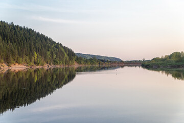 reflection of trees in lake