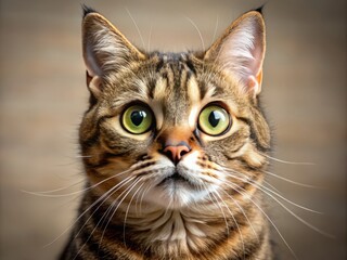 Confused feline with wide, bulging eyes and a perplexed expression
