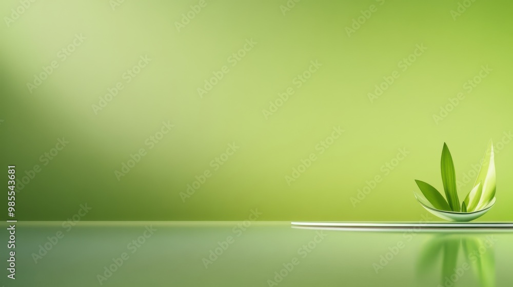 Poster a cool green background with a soft transition from dark to light green, creating depth while mainta