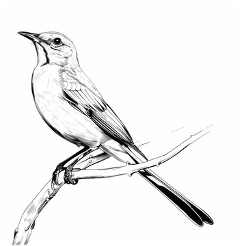 recommend clip art: Elegant Mockingbird Line Art on Clean Background