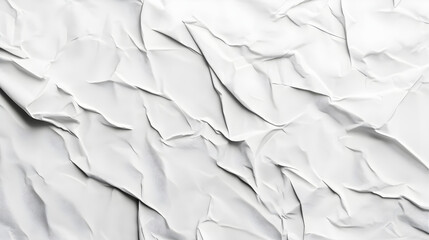 Fototapeta premium Crumpled and Creased White Paper Poster with Glued Wrinkled Texture - Authentic Textural Background