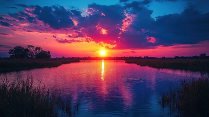 Obraz premium Sunset Reflection on Lake