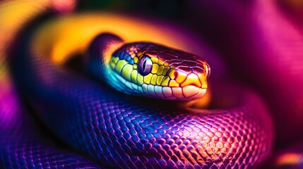 Fototapeta premium rainbow snake, myth, close up, wallpaper
