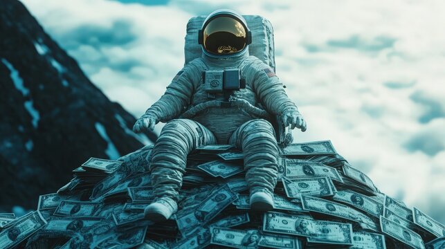 Astronaut pile of money