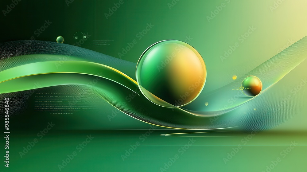 Poster a layered abstract green background with bold shapes and dynamic shading, creating a futuristic look