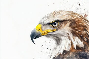 Naklejka premium Eagle Drawing Watercolor Paint White Background Portrait 