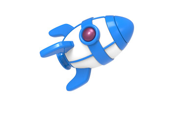 3D rendering of a flying rocket