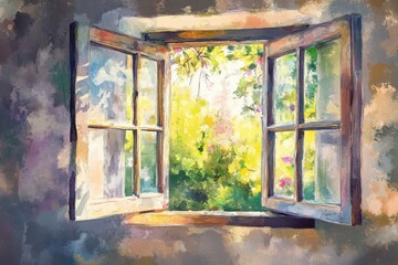 Open Window Drawing Paint Watercolor
