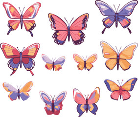 A collection of butterflies with different colors and colors for sale. picture of butterfly and flowers with a background of butterfly's.