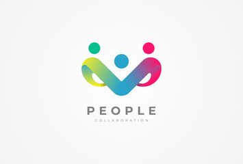 People logo design, Community human Logo with gradient color, people logo design template design element, vector illustration