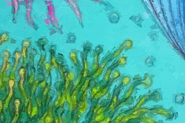 Oil paintings and various flowers, marine creatures, cats, dogs, lotus leaves, lotus flowers,...