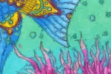 Oil paintings and various flowers, marine creatures, cats, dogs, lotus leaves, lotus flowers,...