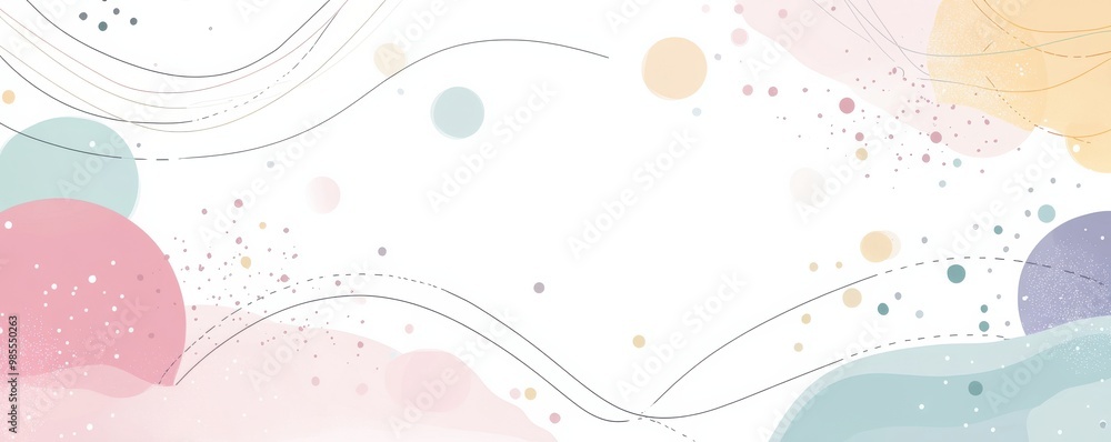 Poster colorful abstract background with pastel circles and lines creating a playful and modern design idea