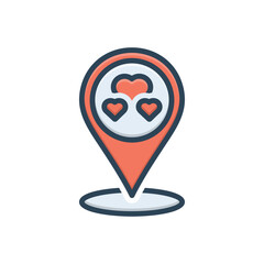 Color illustration icon for pin