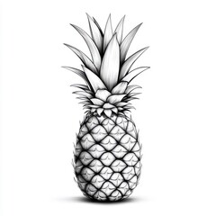 Obraz premium Continuous line art drawing of pineapple, isolated on a white background.