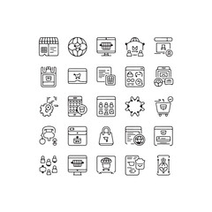 E-Commerce Line Art Icons Vector Set