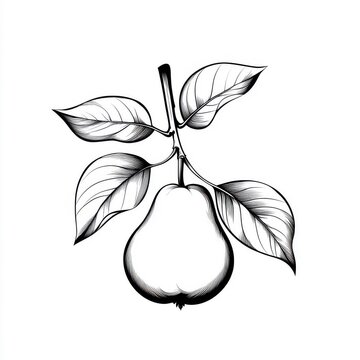 recommend clip art: Continuous line art drawing of pear, isolated on a white background.