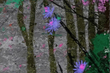 Oil paintings and various flowers, marine creatures, cats, dogs, chrysanthemums, lotus leaves, and...