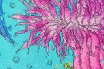 Oil paintings and various flowers, marine creatures, cats, dogs, chrysanthemums, lotus leaves, and...