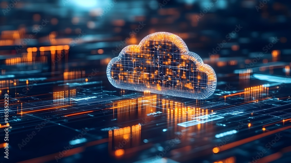 Poster cloud computing with digital circuitry.