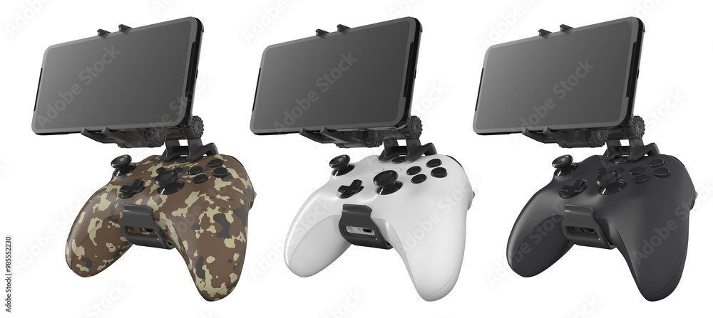 Poster set of mobile game controllers designed for a truly immersive and engaging gaming experience on the 