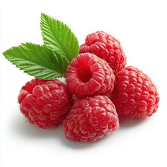 Fresh raspberries isolated on a white background.