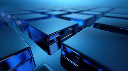 Abstract glass sheet illuminated by deep blue light, creating a captivating interplay of transparency and color, ideal for modern design and artistic concepts.