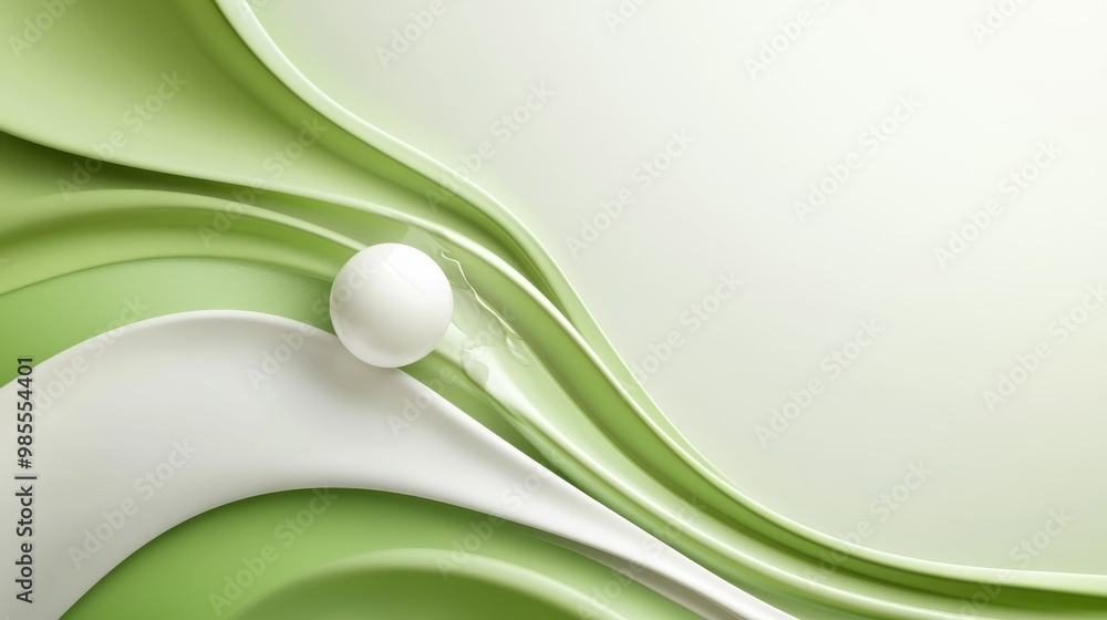 Poster abstract green and white background with flowing shapes and smooth transitions, offering a modern an