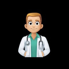 Fototapeta premium 3D Doctor Emoji on Black Background 