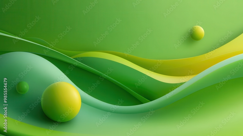 Poster abstract green background with fluid shapes and gradients, creating a dynamic and modern design.