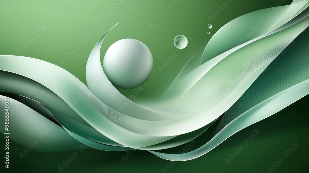 Poster abstract green background with fluid shapes and gradients, creating a dynamic and modern design.