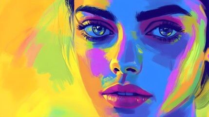 Colorful artistic portrait of a woman