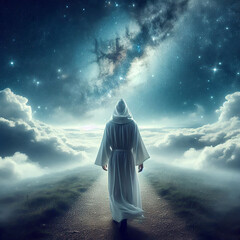 path in the sky cloudy night path