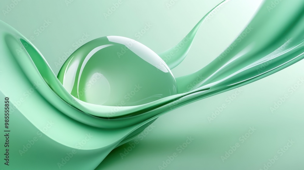 Aufkleber abstract green liquid texture with smooth gradients and flowing shapes, providing a sleek and captiv