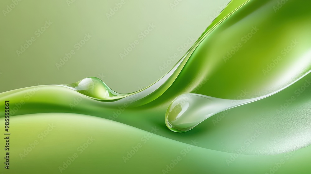 Poster abstract green liquid texture with smooth gradients and flowing shapes, providing a sleek and captiv