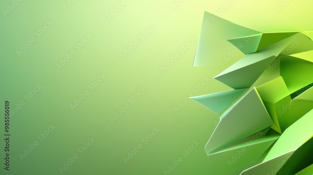 Poster abstract green low poly background with a mix of angles and smooth gradients, providing a sleek and 