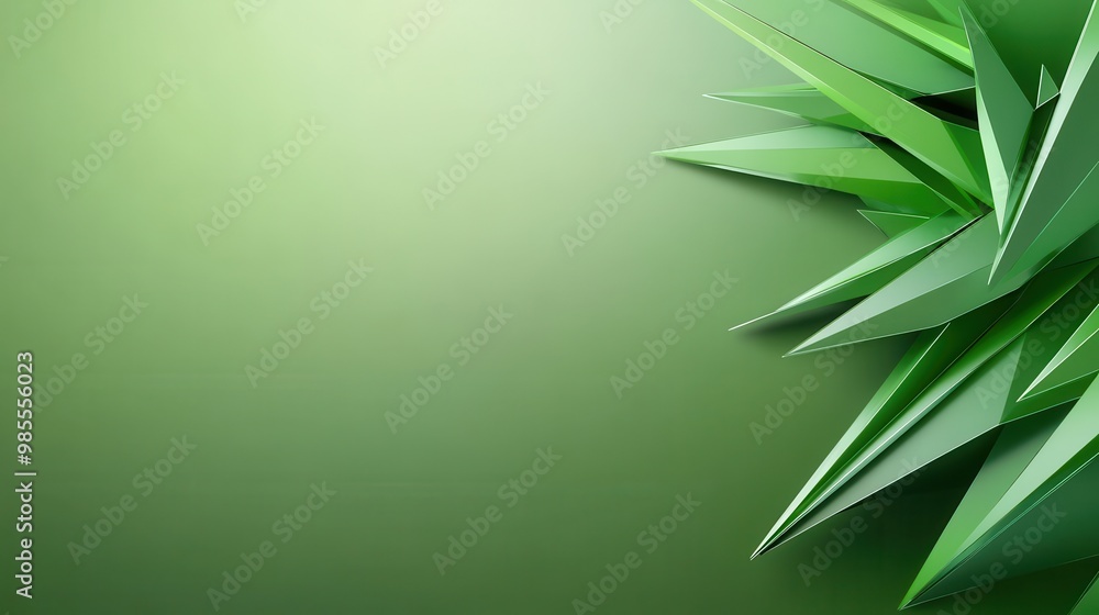 Poster abstract green low poly background with a mix of angles and smooth gradients, providing a sleek and 