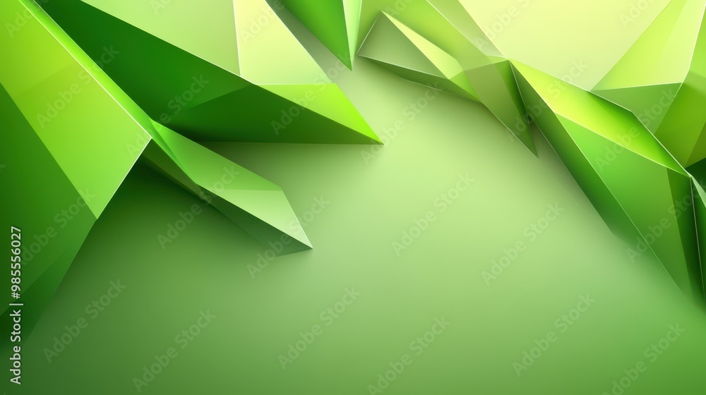Poster abstract green low poly background with a mix of angles and smooth gradients, providing a sleek and 