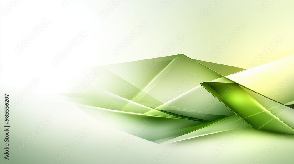 Poster abstract green polygonal background with overlapping shapes and subtle lighting effects, ideal for c