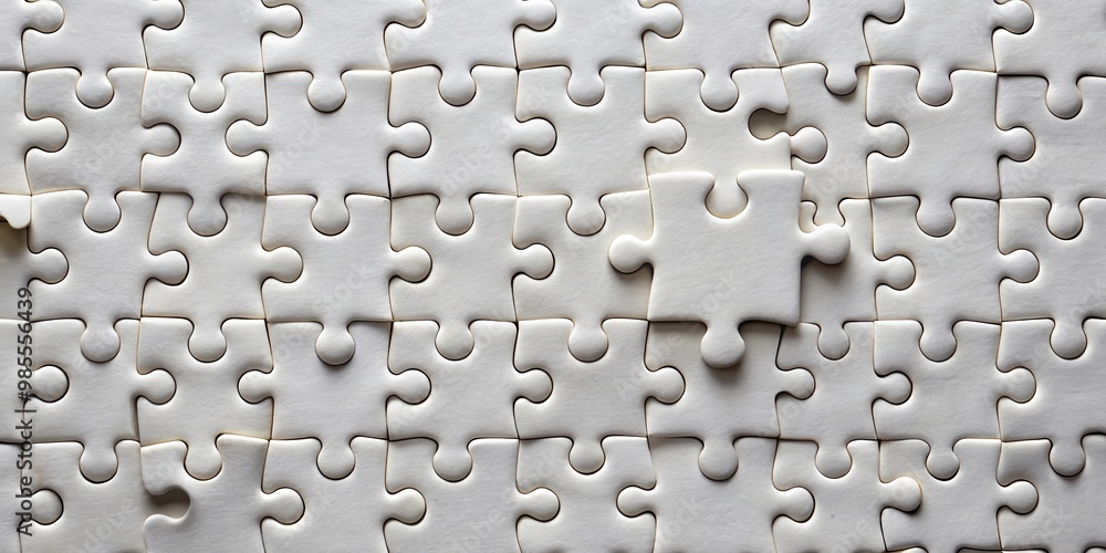 Poster Blank puzzle with one missing piece, concept of incompleteness and problem solving