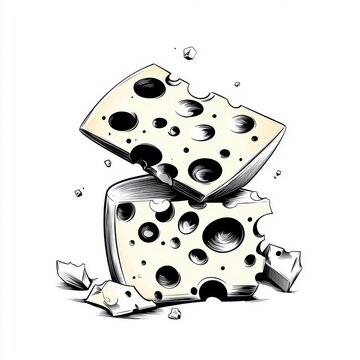 cheese slices stacked, monochrome style clip art preview