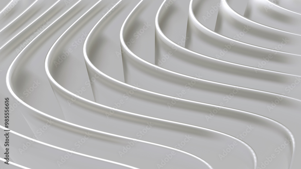 Poster white striped pattern background, 3d lines design, abstract minimal white gray background.