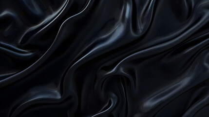 Fototapeta premium Black satin silk, elegant fabric for background